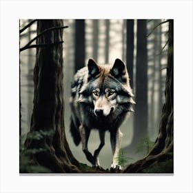 Wolf In The Forest 60 Canvas Print