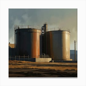 Oil Tank In The Desert Canvas Print