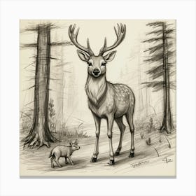 Deer And Pig Canvas Print