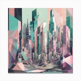 Post Apocalyptic City Pastel Cubism Style Canvas Print