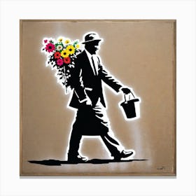 Banksy - Flowers Canvas Print
