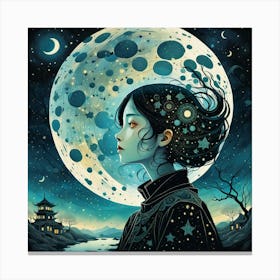 Girl In The Moonlight Canvas Print