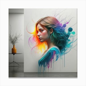 Girl With Colorful Hair 4 Canvas Print