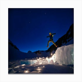 Ice Cave At Night Canvas Print