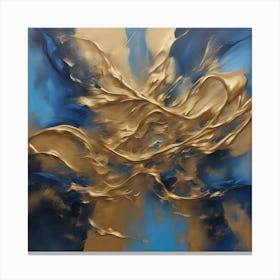 Abstract art gold and blue oil painting Canvas Print