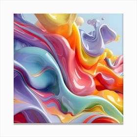 Cascade Of Colourful Waves Abstract Canvas Print
