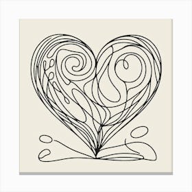 One line, Valentine's day of heart, Picasso style 1 Canvas Print