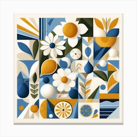 Harmonious and Balanced - Geometric and Floral Collage with Mediterranean Colors Canvas Print