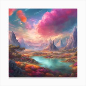 Landscape Painting With Vibrant Colors Canvas Print