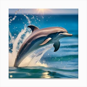 Dolphin Jumping Out Of The Water Canvas Print