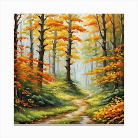 Forest In Autumn In Minimalist Style Square Composition 89 Canvas Print