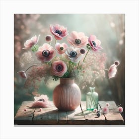 Anemones In A Vase Canvas Print