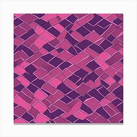 A Tile Pattern Featuring Abstract Geometric Shapes, Rustic Purple And Pink, Flat Art, 197 Canvas Print