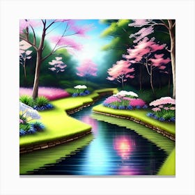 River In A Forest Canvas Print