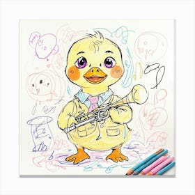 Ducky With A Trumpet Canvas Print