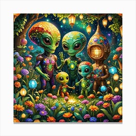 Aliens In The Forest Canvas Print