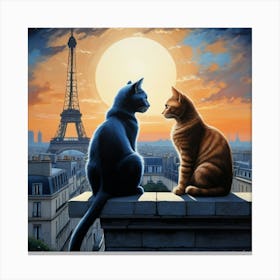 Two Cats In Paris Canvas Print