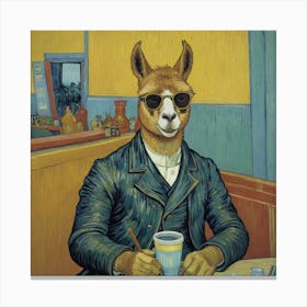 Llama at the Restaurant Canvas Print