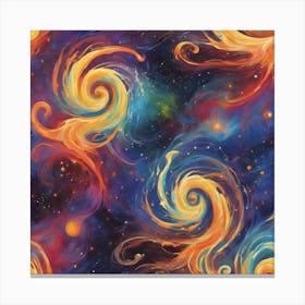 Whimsical Abstract ART Celestial Forms, Vibrant Colors Canvas Print