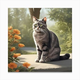 Cat In The Park 1 Canvas Print