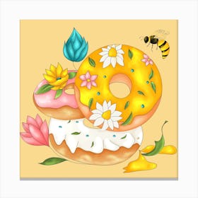 Donuts And Flowers Canvas Print