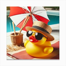 Rubber Duck In The Pool 1 Canvas Print