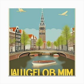 Amsterdam 2 Vintage Travel Pos Canvas Print