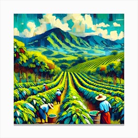 Colorful Coffee Plantation in El Salvador - Semiabstract Artwork for Nature Lovers Lienzo