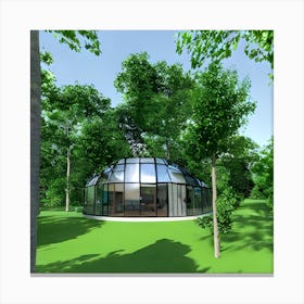 Glass House In The Forest Canvas Print