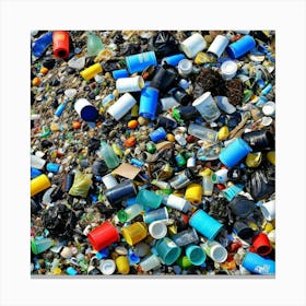 Plastic Trash On The Beach 1 Canvas Print