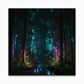 Forest At Night Canvas Print