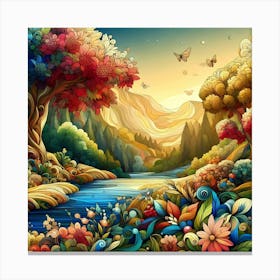 Colorful Landscape Painting 5 Canvas Print