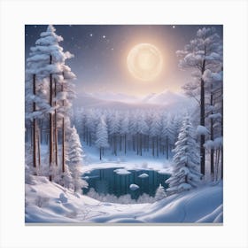 Winter Forest With Visible Horizon And Stars From Above Drone View Ultra Hd Realistic Vivid Colo (3) Canvas Print