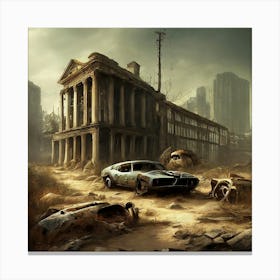 A Post Apocalyptic Wasteland With Ruins And Mutants Canvas Print
