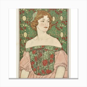 Lady With Roses Canvas Print