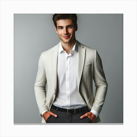 Young Man In Blazer Canvas Print