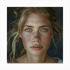 Portrait Of A Girl With Freckles Canvas Print