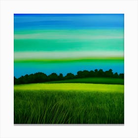 Green Grass A Blue Sky And A Background Of Calm Colors Suitable As A Wall Painting With Beautifu (4) Canvas Print