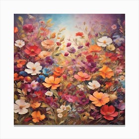 Vivid Canvas Of A Multicolored Floral, optimistic painting Canvas Print