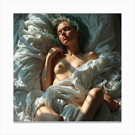 Beautiful Nude Girl In Bed Canvas Print