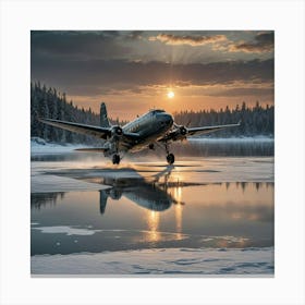 Dakota Landing On A Frozen Lake Canvas Print