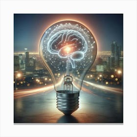 Brain In A Light Bulb Canvas Print