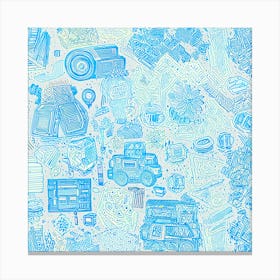 Blue Doodles Canvas Print