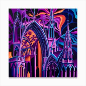 Purple Cathedral Gothic and Abstract Art Print Canvas Print