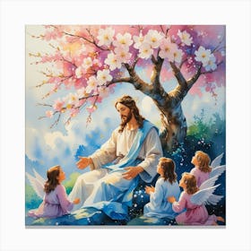 Jesus With Angels2 Canvas Print