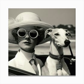 Woman And A Greyhound Canvas Print
