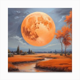 Full Moon Over The River Canvas Print