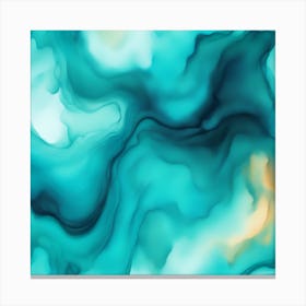 Beautiful azure turquoise abstract background. Drawn, hand-painted aquarelle. Wet watercolor pattern. Artistic background with copy space for design. Vivid web banner. Liquid, flow, fluid effect. Canvas Print