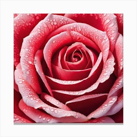 Red Rose With Water Droplets Canvas Print