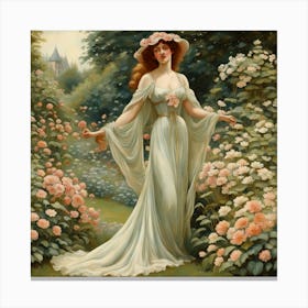 Lady In A Garden 1 Canvas Print